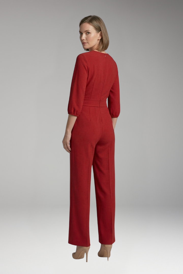Women's Jumpsuit with Sleeves and Button Waist