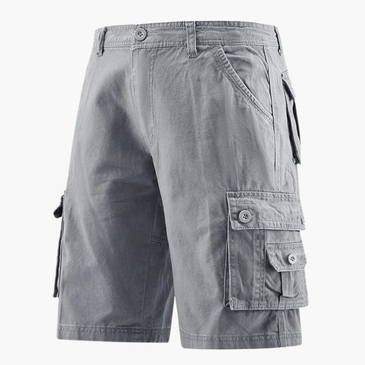 Men's Cargo Shorts with Elastic Waistband and Multiple Pockets