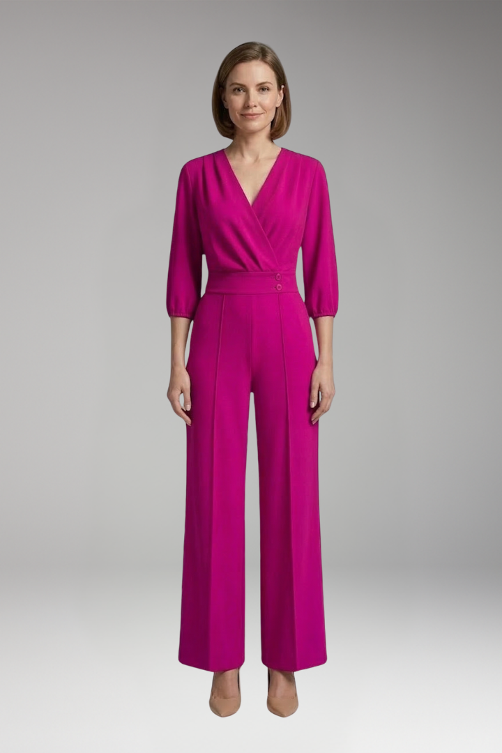 Women's Jumpsuit with Sleeves and Button Waist