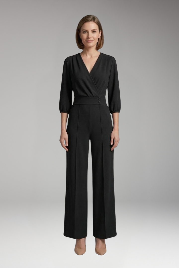 Women's Jumpsuit with Sleeves and Button Waist
