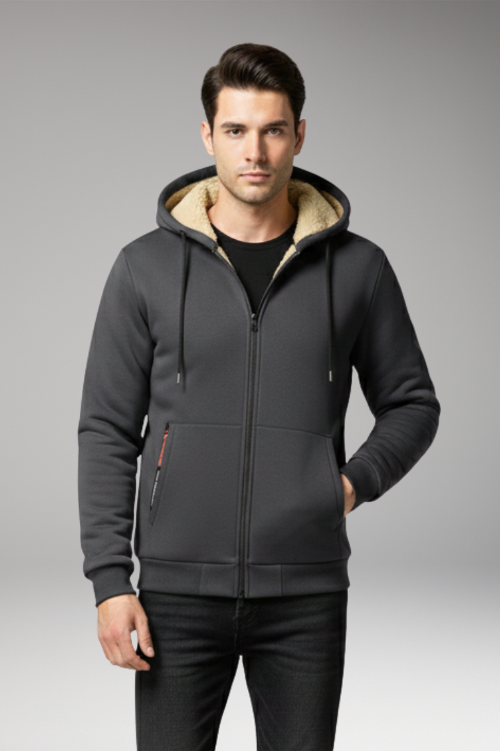 Men’s Hooded Jacket with Zip Fastening and Front Pockets