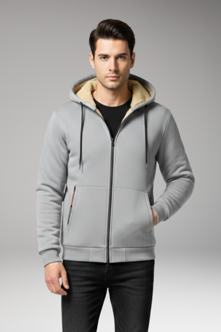 Men’s Hoodie with Zipper and Fleece Lining