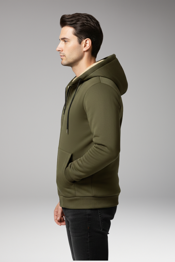 Men’s Hoodie with Zipper and Fleece Lining
