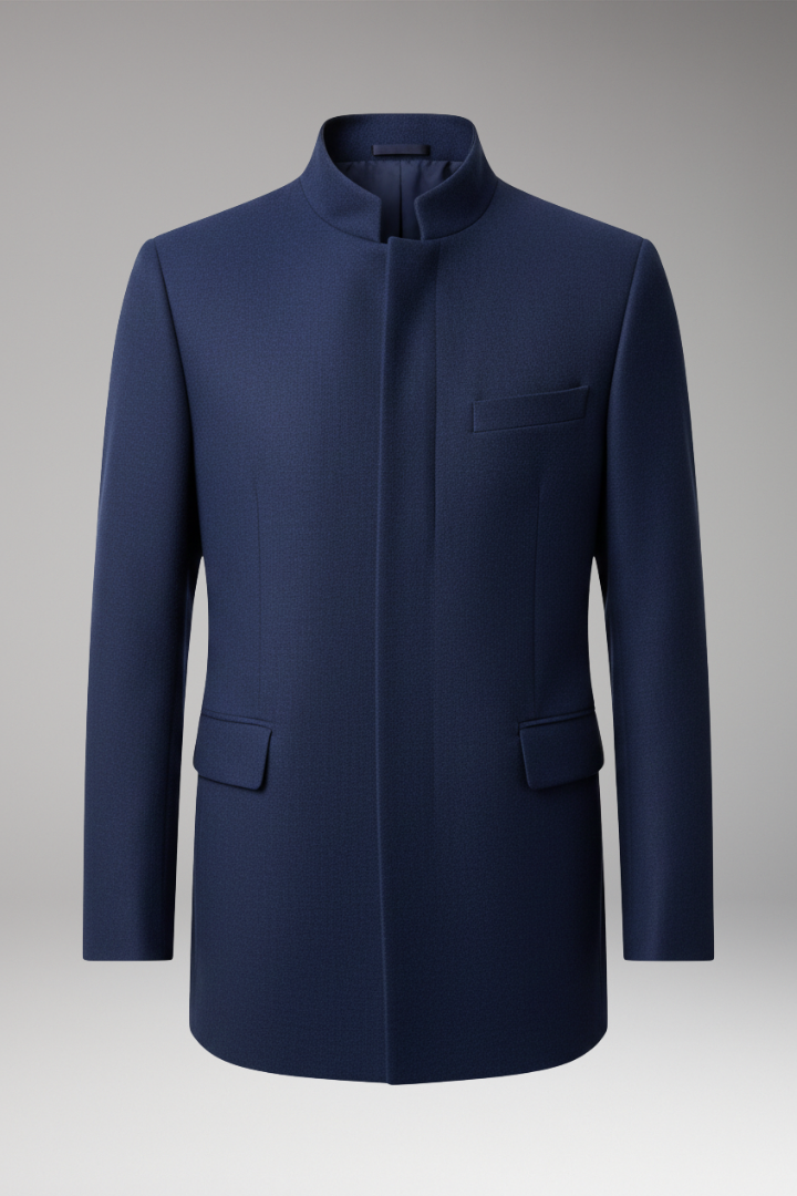 Men’s Jacket with Structured Collar and Straight Cut