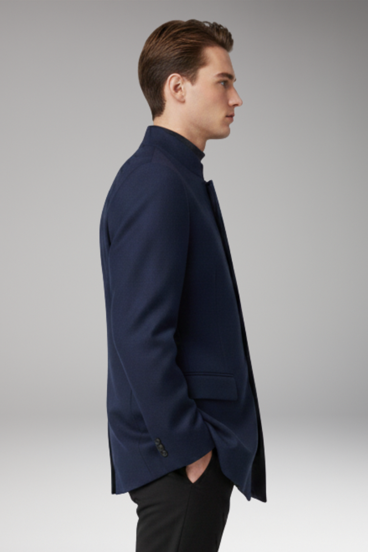 Men’s Jacket with Structured Collar and Straight Cut