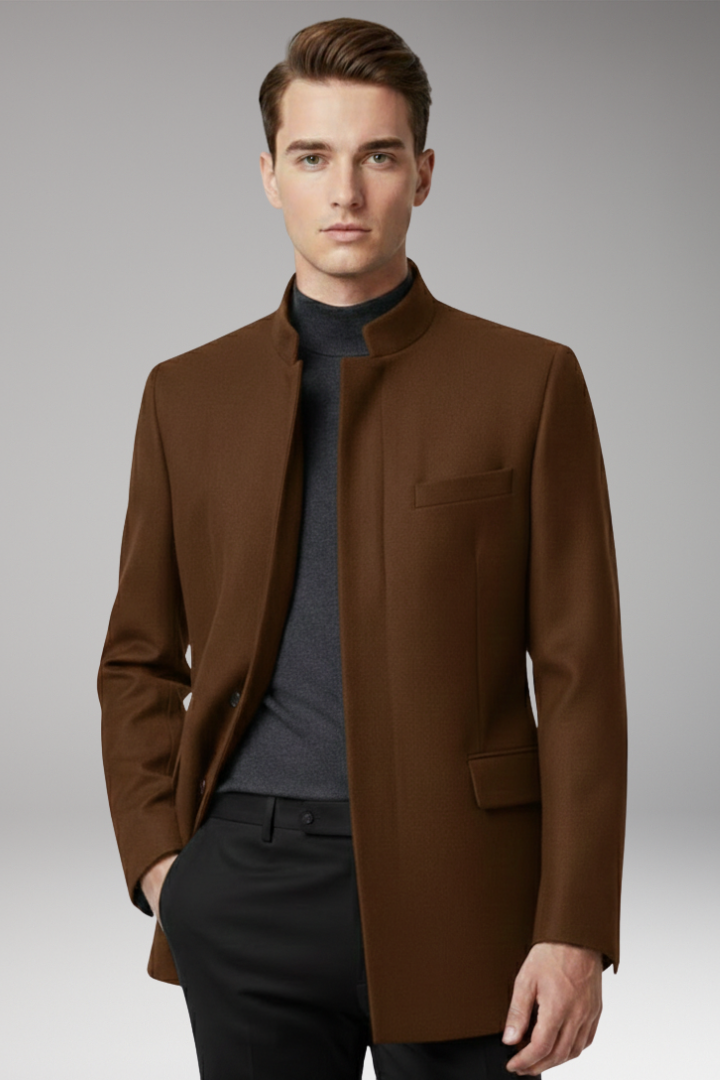 Men’s Jacket with Structured Collar and Straight Cut