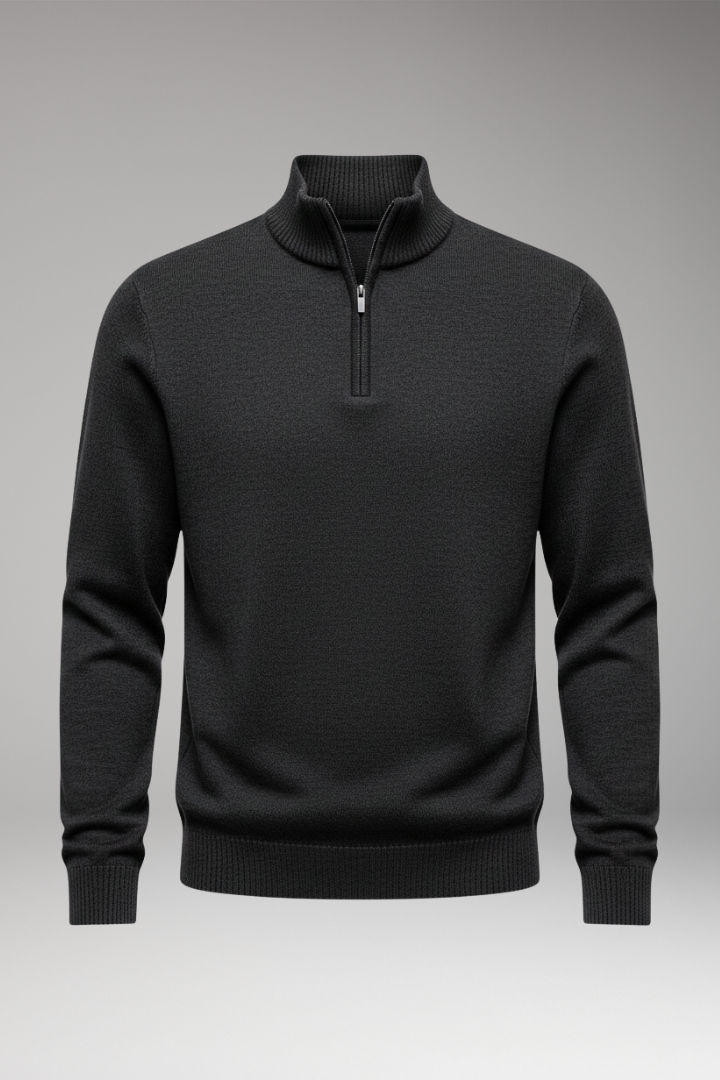 Men’s Sweatshirt with Half-Zip and Ribbed Cuffs