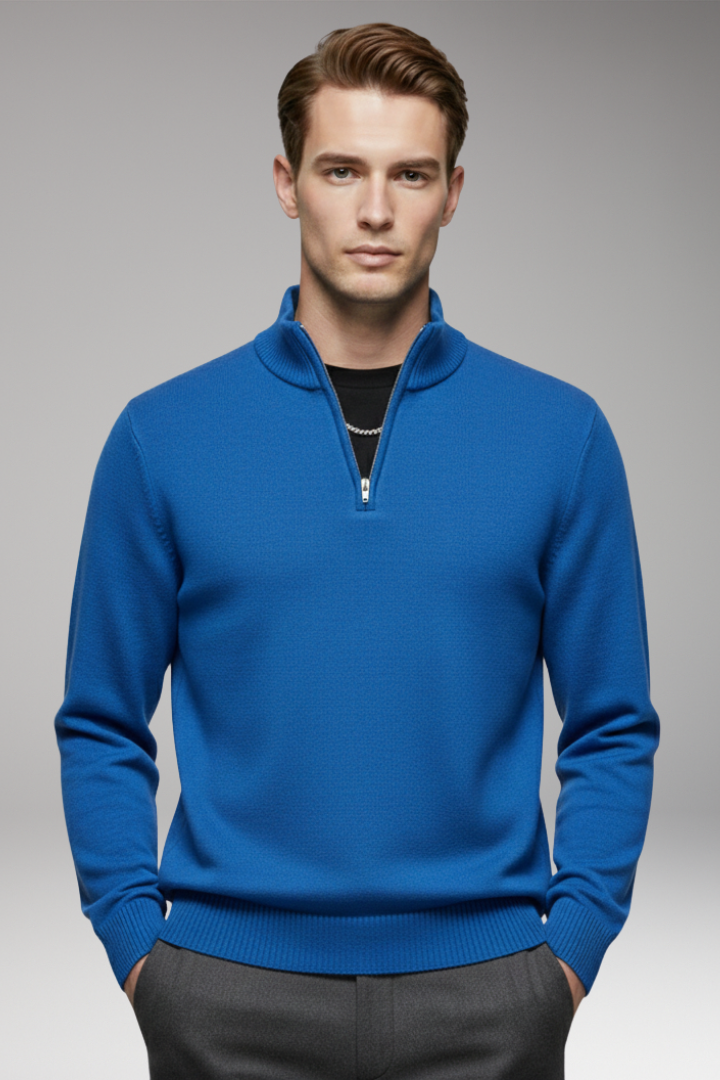 Men’s Sweatshirt with Half-Zip and Ribbed Cuffs