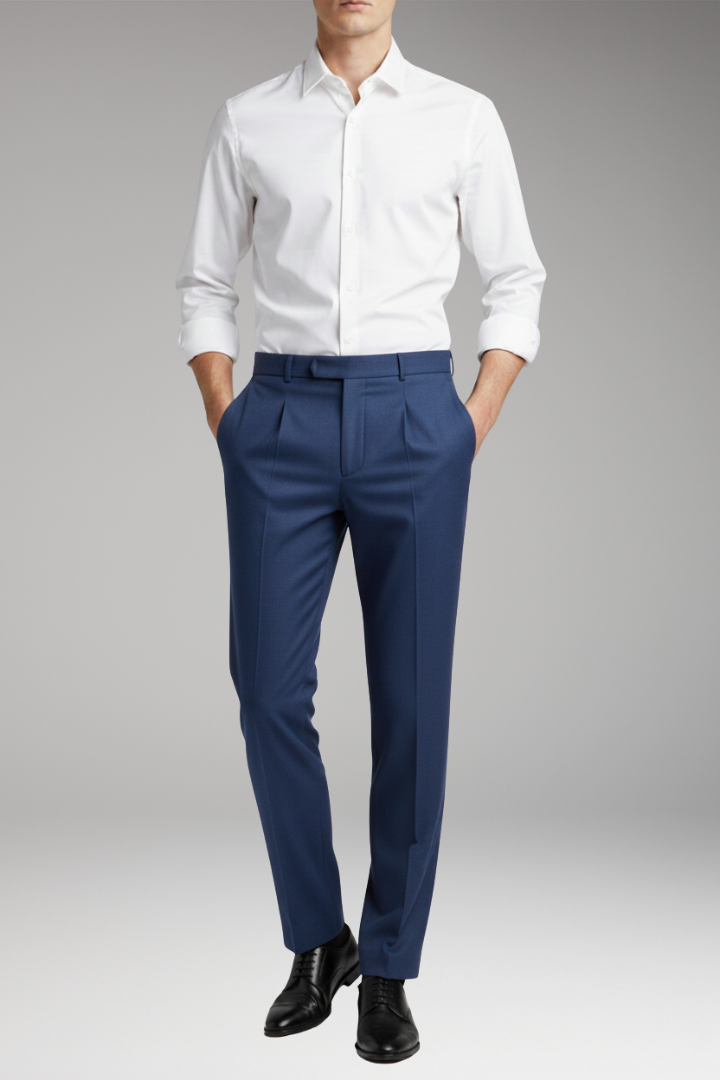 Men’s Trousers with High Waist and Adjustable Buckle