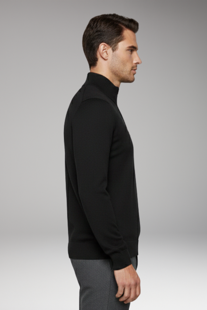 Men’s Zip-Neck Jumper with Ribbed Edges