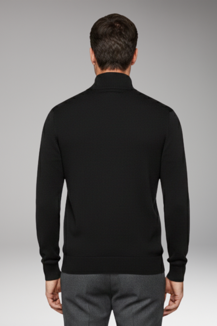 Men’s Zip-Neck Jumper with Ribbed Edges