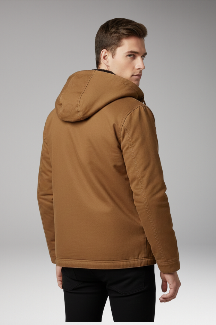 Men’s Hooded Jacket with Zipper Closure and Front Pockets