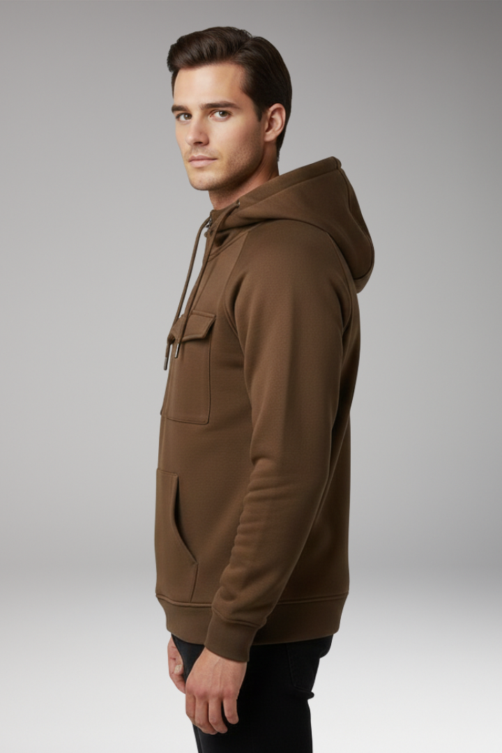 Men’s Hoodie with Long Sleeves and Multiple Pockets