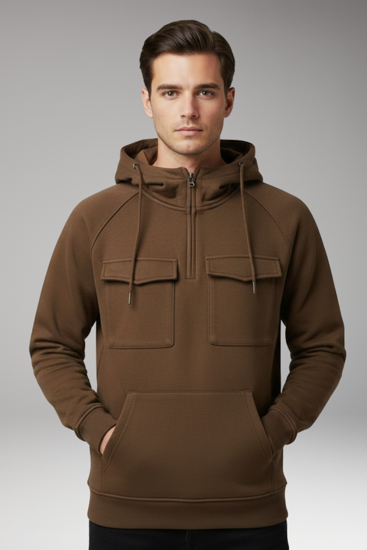 Men’s Hoodie with Long Sleeves and Multiple Pockets