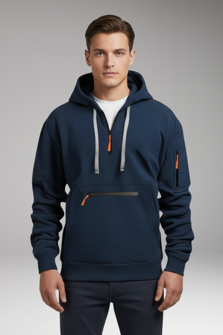 Men’s Sports Hoodie with Multiple Pockets and Drawstring Hood