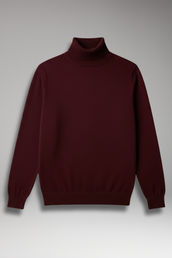 Men’s Turtleneck Top with Ribbed Knit and Slim Fit