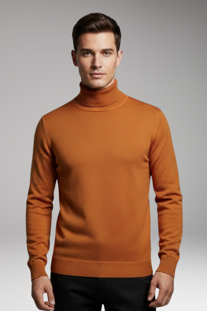Men’s Turtleneck Top with Ribbed Knit and Slim Fit