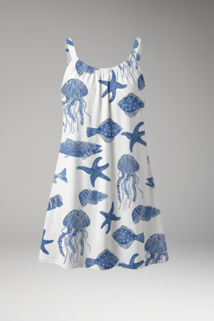 Women’s Beach Dress with Scoop Neck and Side Slit