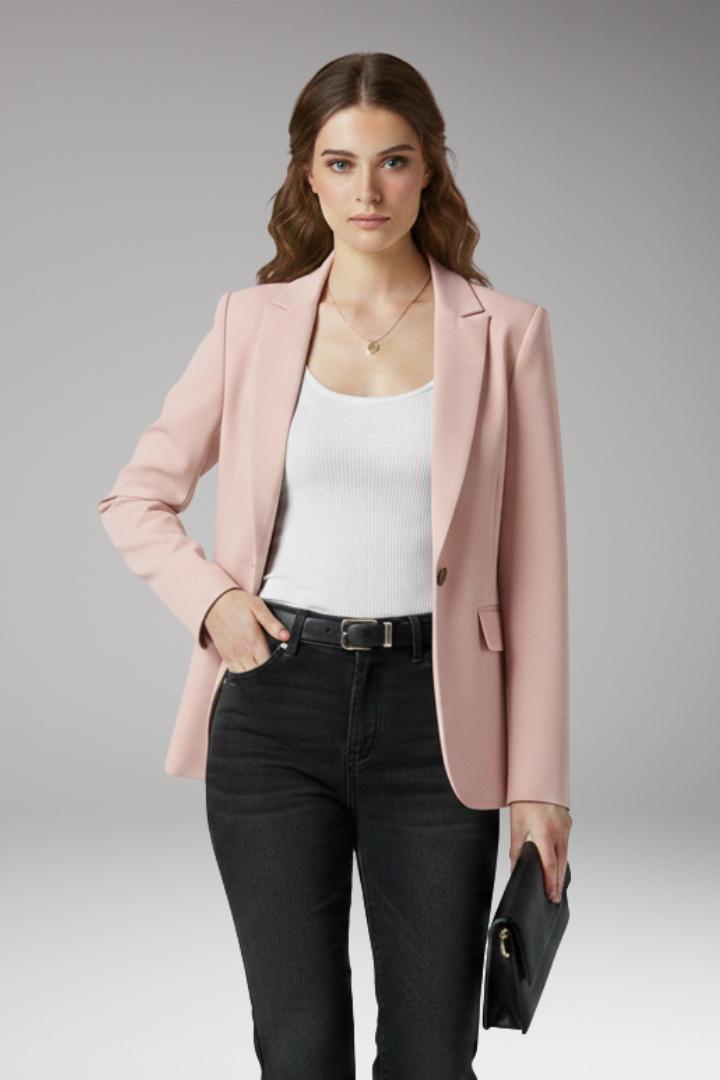 Women’s Blazer with Notched Lapel and Button Closure