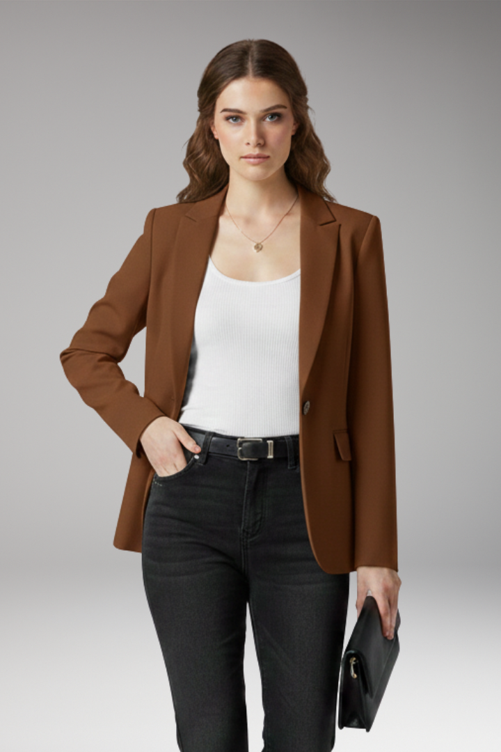 Women’s Blazer with Notched Lapel and Button Closure