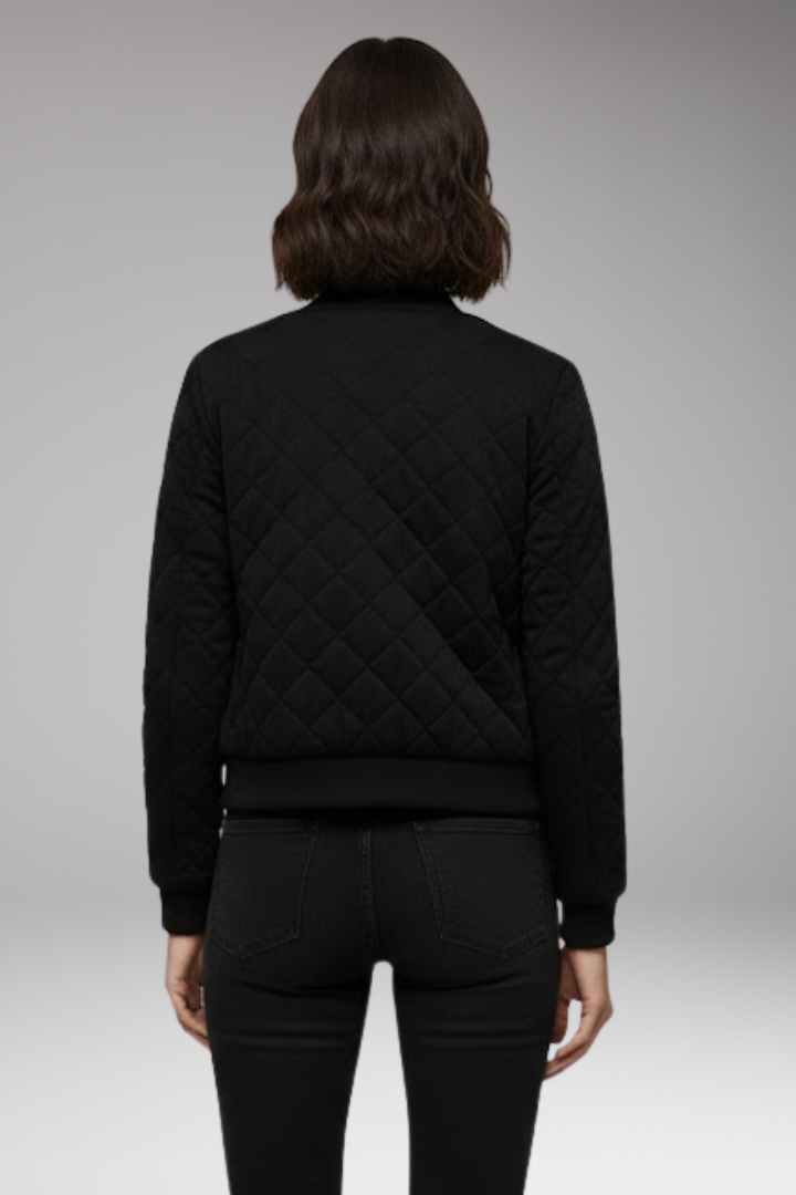 Women’s Bomber Jacket with Zipper Closure and Ribbed Details