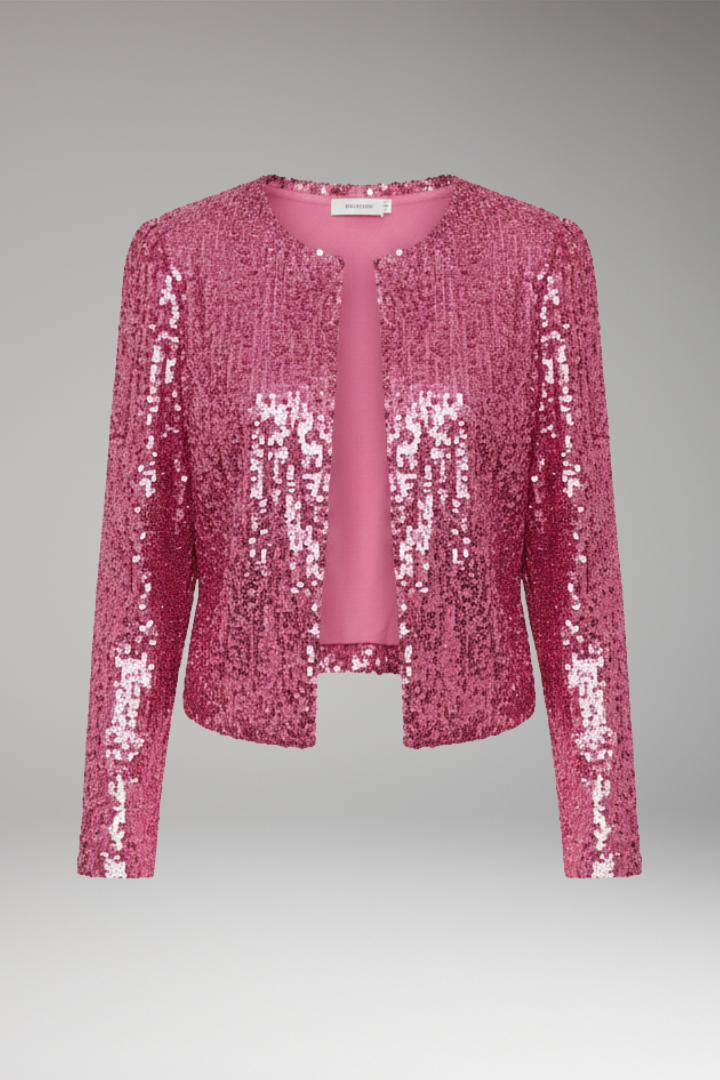 Women’s Cardigan with Front Opening and Sequined Surface