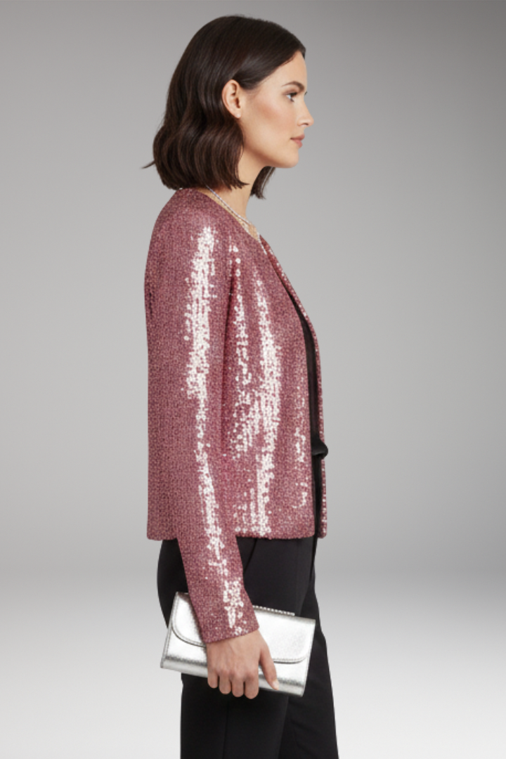 Women’s Cardigan with Front Opening and Sequined Surface