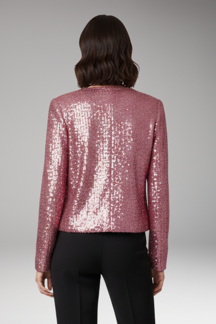 Women’s Cardigan with Front Opening and Sequined Surface