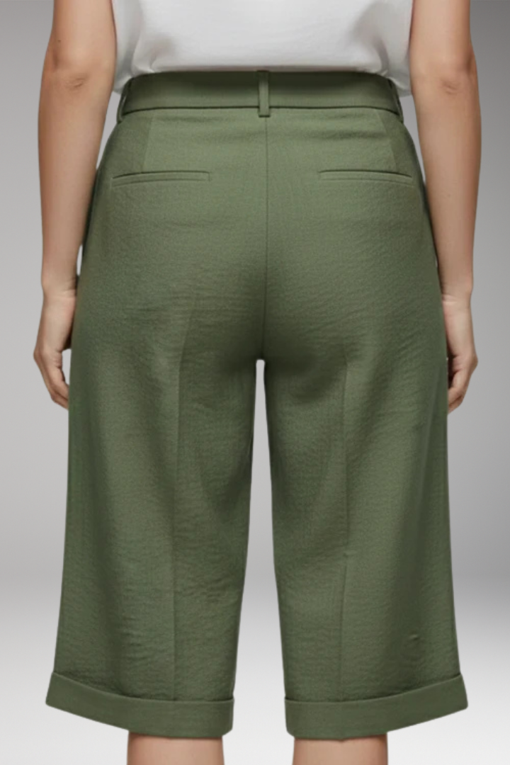 Women’s High-Waisted Shorts with Pleated Front and Belt