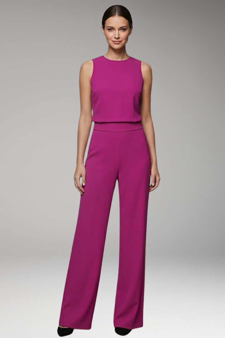 Women's Jumpsuit with Round Neck and Wide Legs