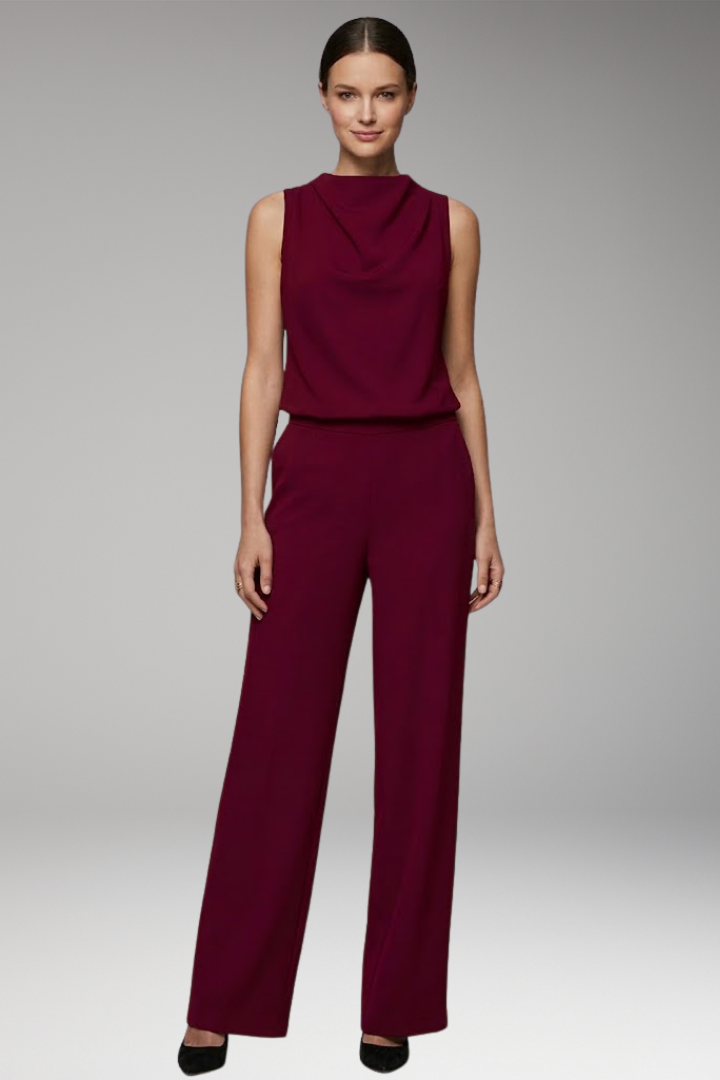 Women's Jumpsuit with Round Neck and Wide Legs