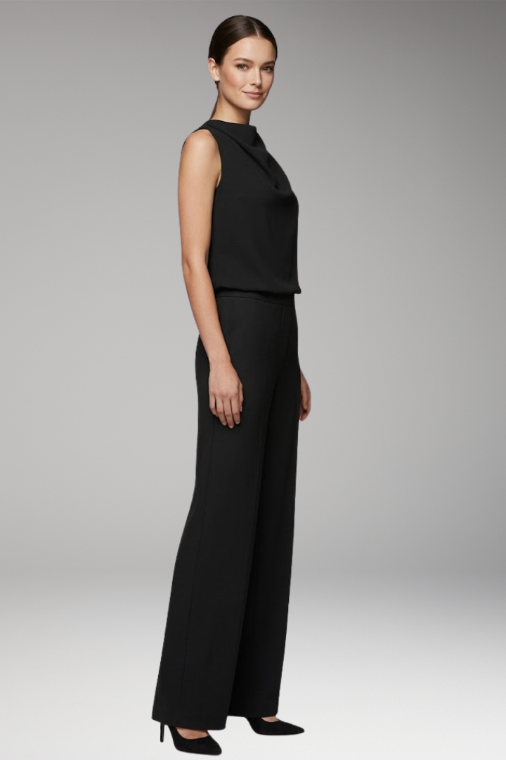 Women's Jumpsuit with Round Neck and Wide Legs