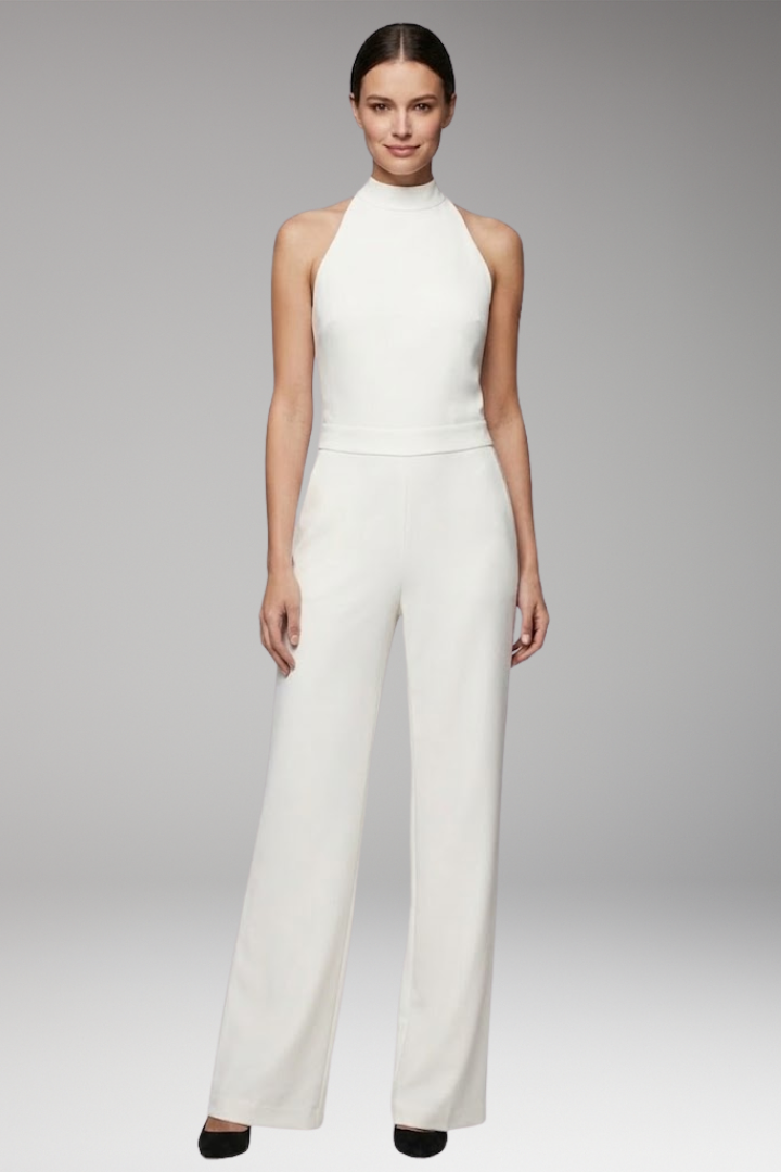 Women's Jumpsuit with Round Neck and Wide Legs