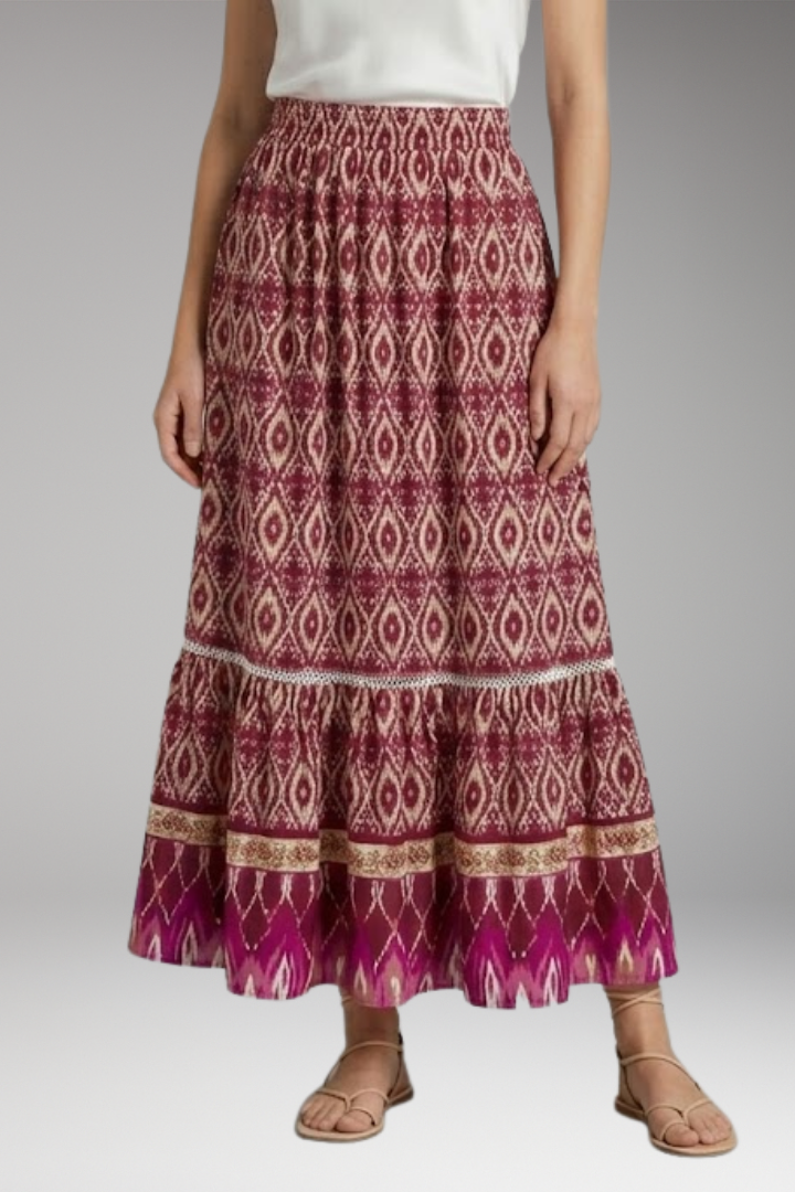 Women’s Maxi Skirt with High Waist and Tiered Layers