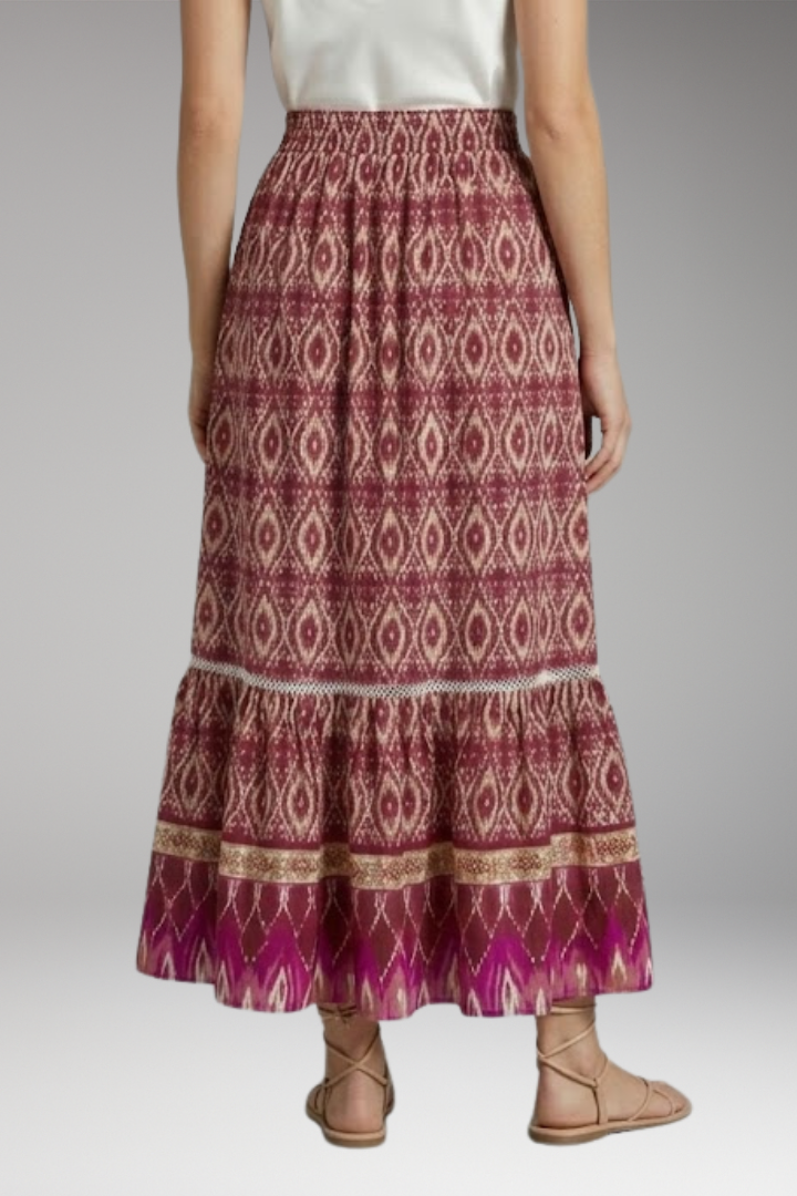 Women’s Maxi Skirt with High Waist and Tiered Layers