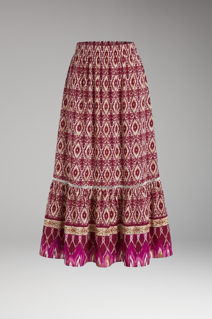 Women’s Maxi Skirt with High Waist and Tiered Layers