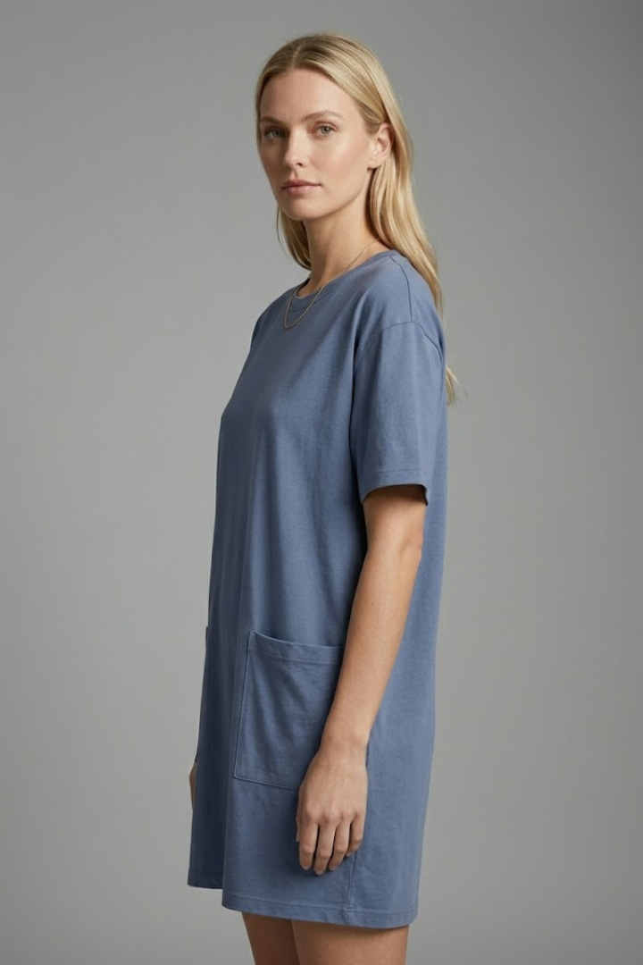 Women’s Oversized T-Shirt Dress with Side Pockets