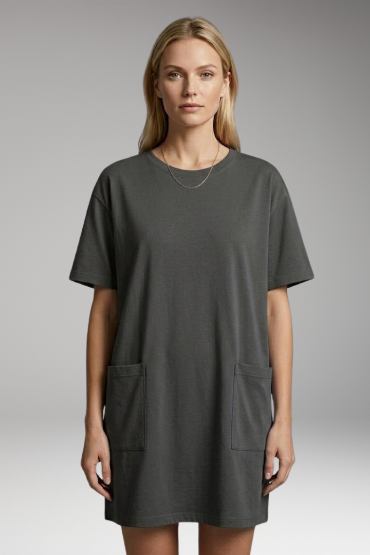Women’s Oversized T-Shirt Dress with Side Pockets