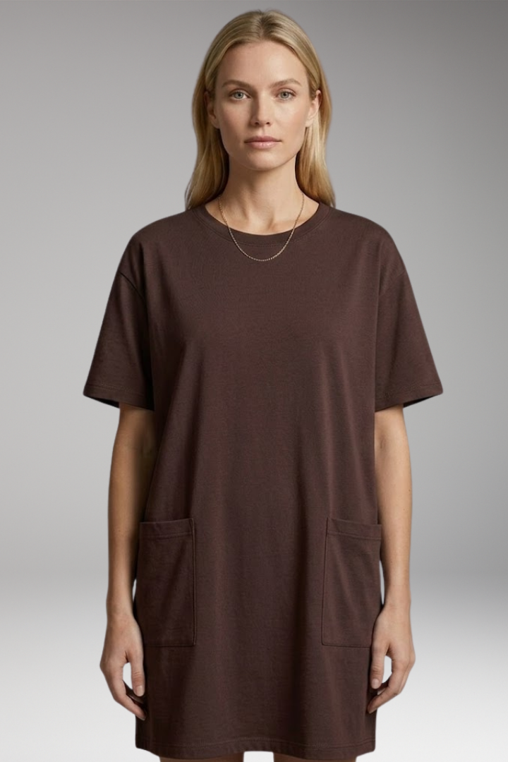 Women’s Oversized T-Shirt Dress with Side Pockets