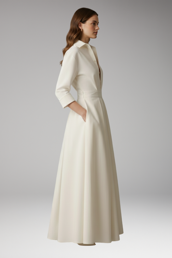 Women’s Shirt Dress with Button Closure and Defined Waist