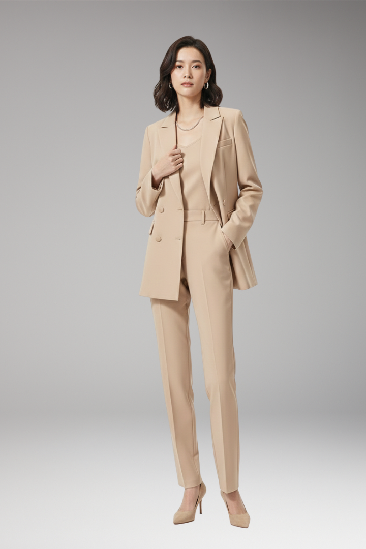 Women’s Suit Set with Blazer and Straight Trousers