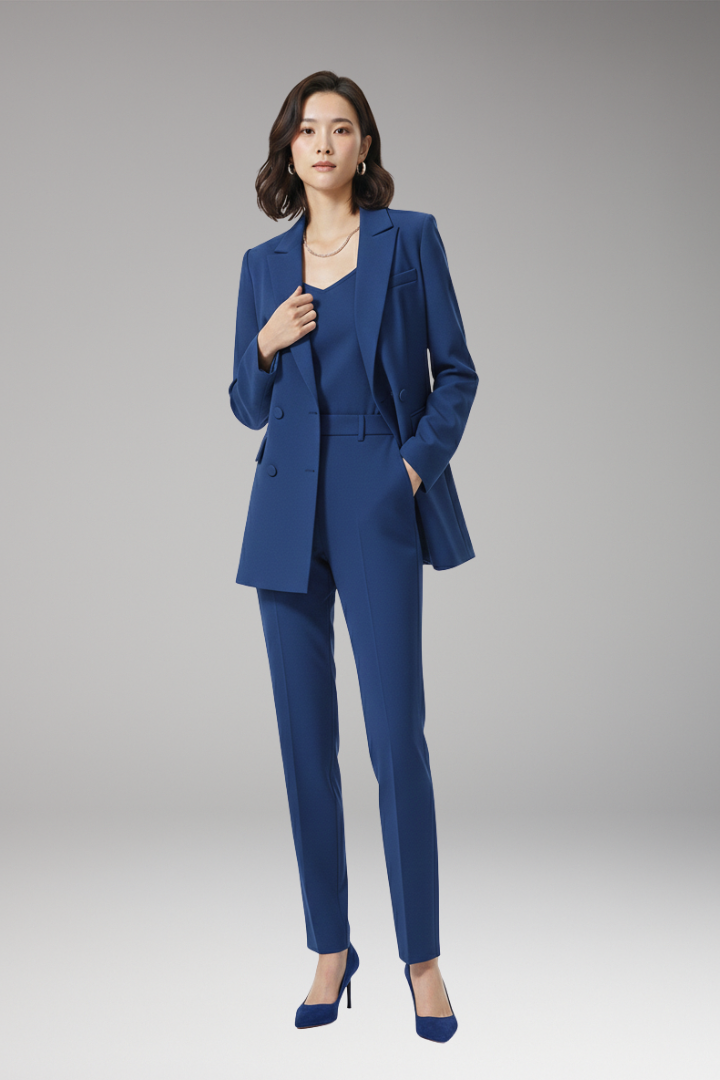 Women’s Suit Set with Blazer and Straight Trousers