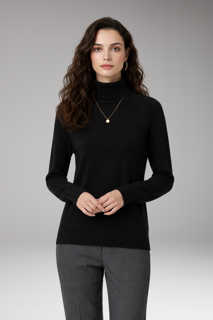 Women’s Turtleneck Jumper with Long Sleeves and Ribbed Cuffs