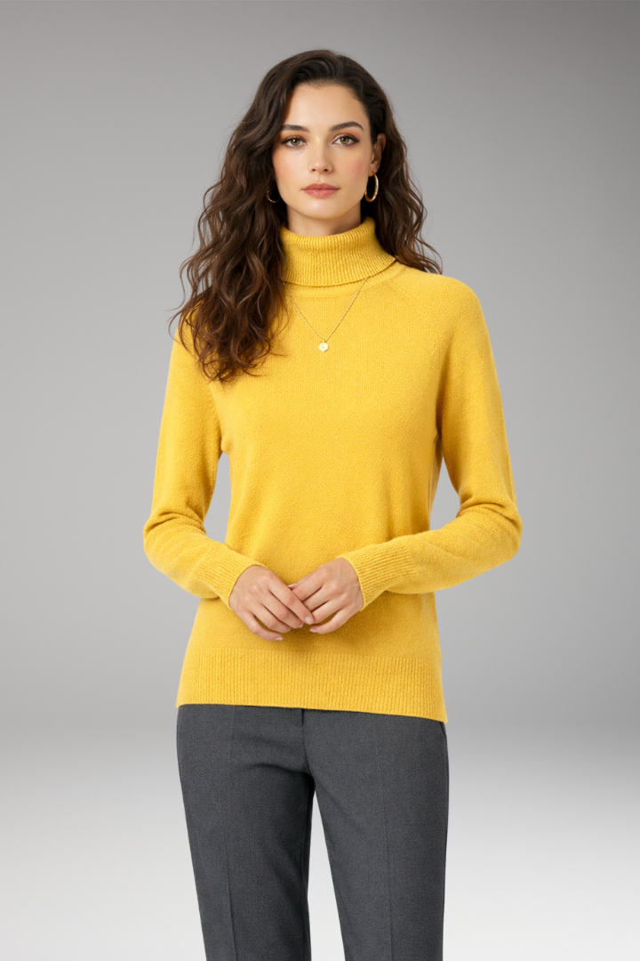 Women’s Turtleneck Jumper with Long Sleeves and Ribbed Cuffs