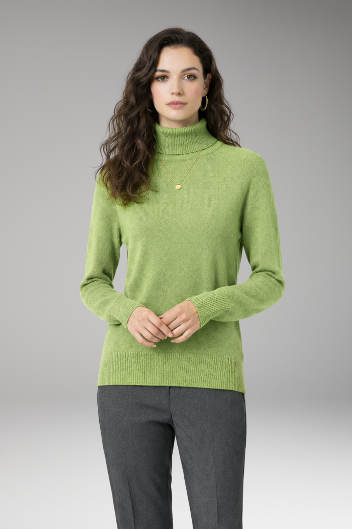 Women’s Turtleneck Jumper with Long Sleeves and Ribbed Cuffs