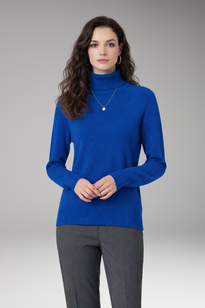 Women’s Turtleneck Jumper with Long Sleeves and Ribbed Cuffs