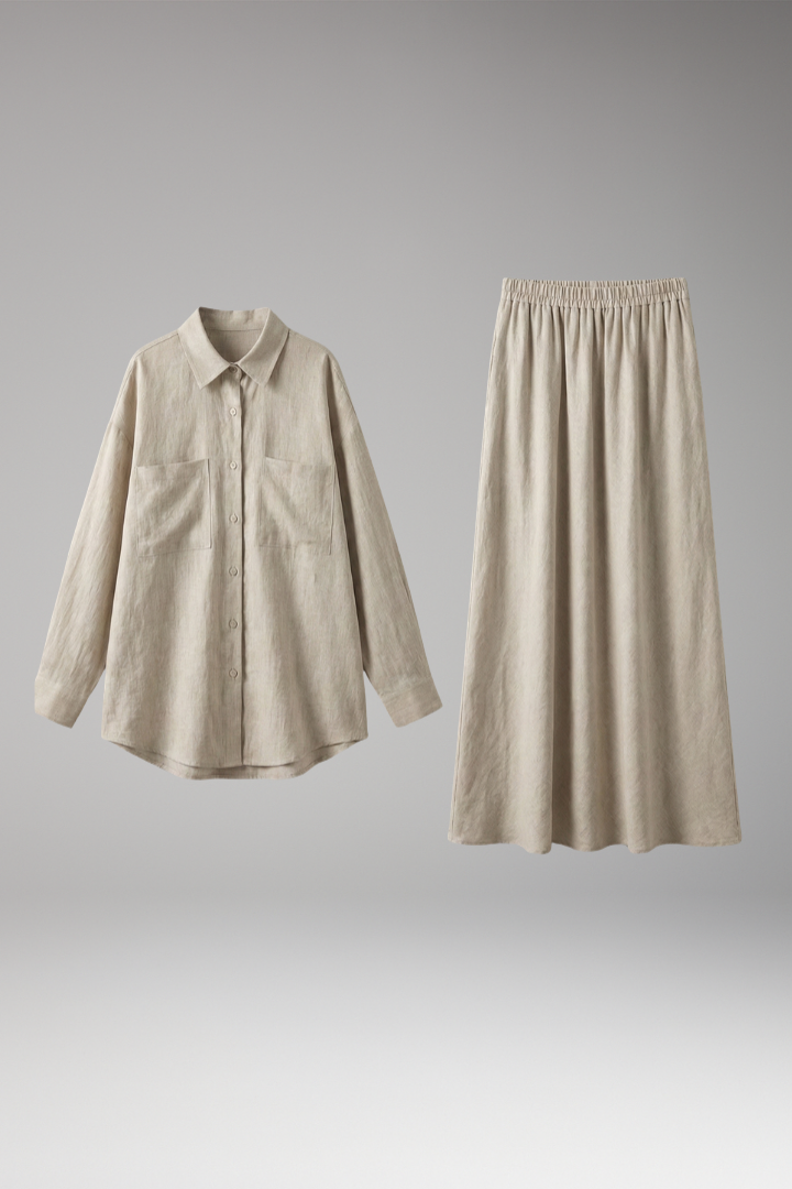 Women’s Two-Piece Set with Maxi Skirt and Oversized Top