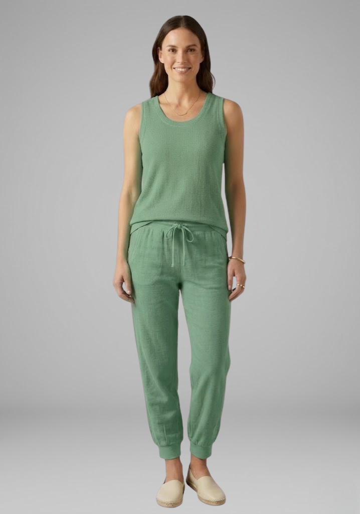 Women's Two-Piece Set with Sleeveless Top and Wide-Leg Trousers