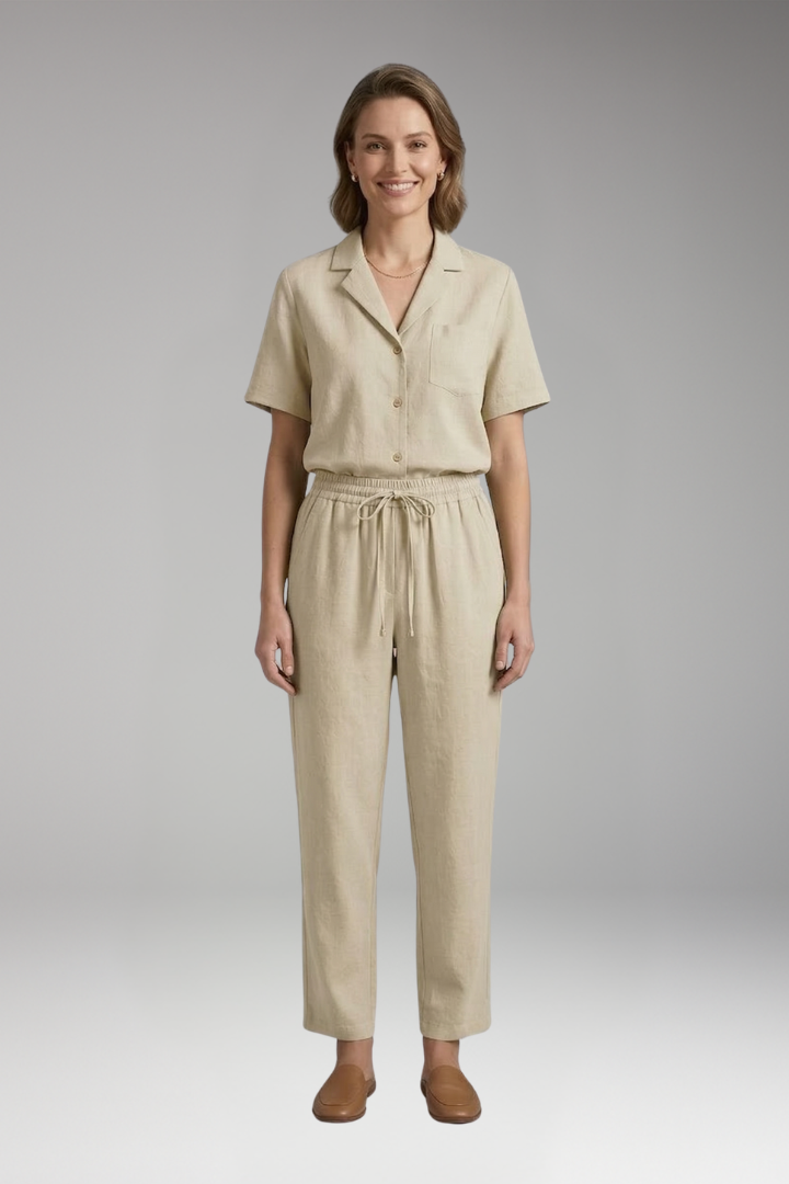 Women's Two Piece Set with Short Sleeve Shirt