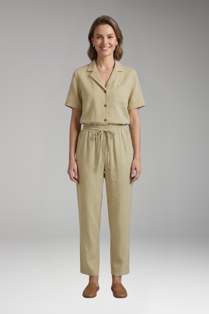Women's Two Piece Set with Short Sleeve Shirt